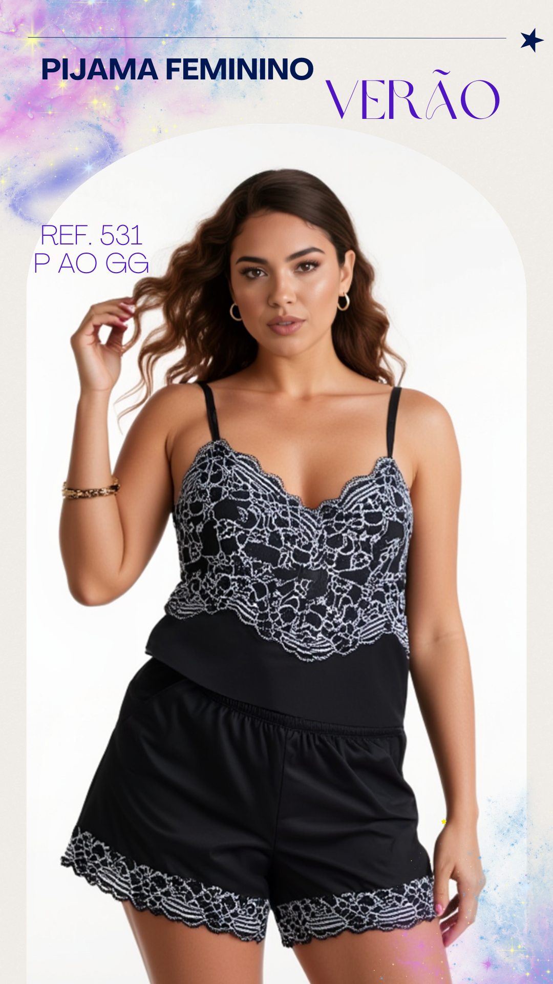 Pijama Curto com Renda Ref. 531 — foto 1 de 1